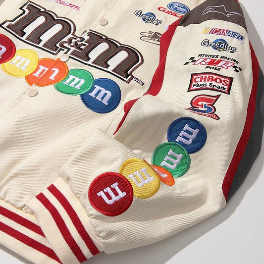 Patched Letterman Racing Jacket