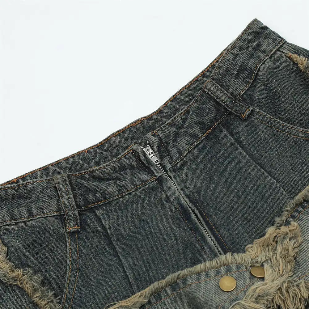 Star Patched Wide Leg Jeans