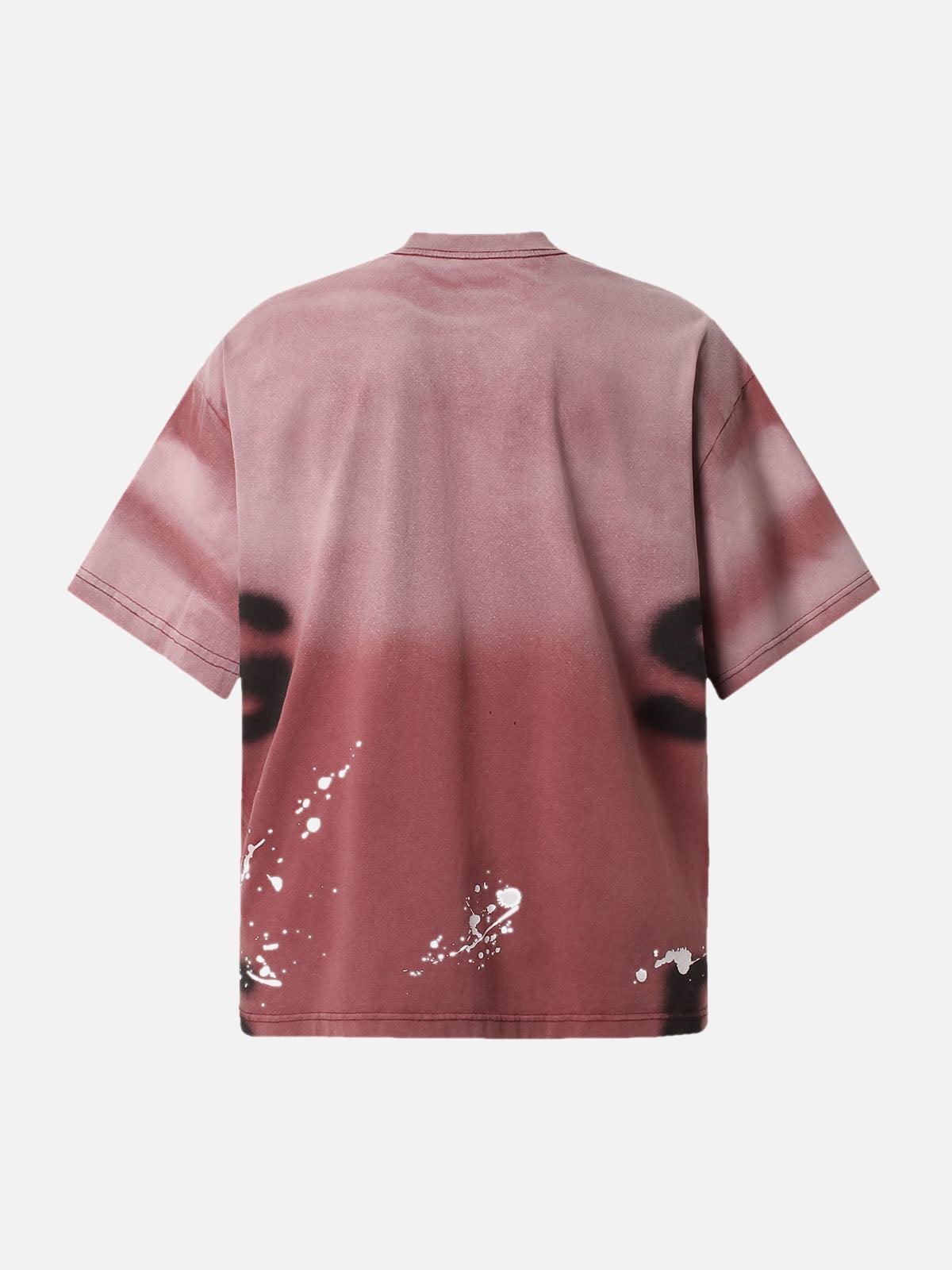 Omygoods Ink Splash Letter Print T-Shirt