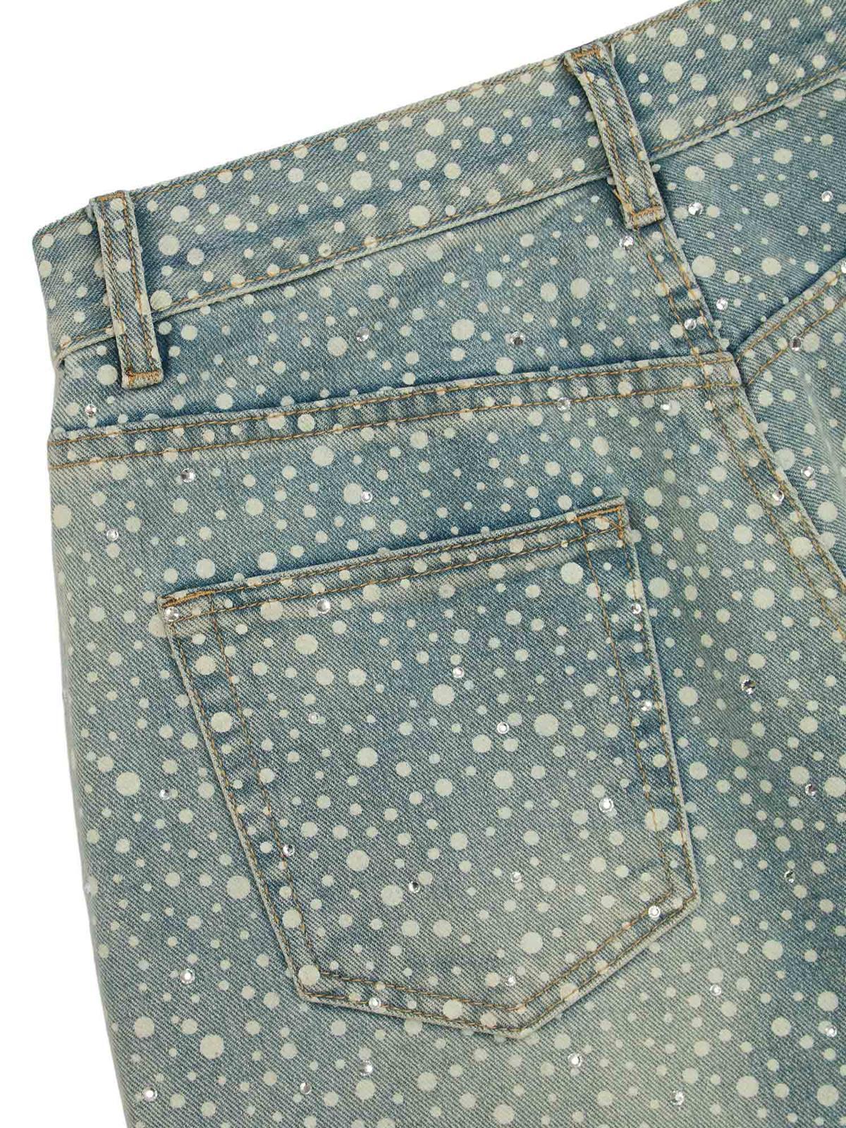 Omygoods Ink Splashed Hotfix Rhinestone Baggy Jeans