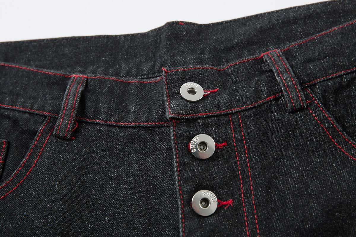 Iron Cross Embroidered | Baggy Jeans - OMYGOODS