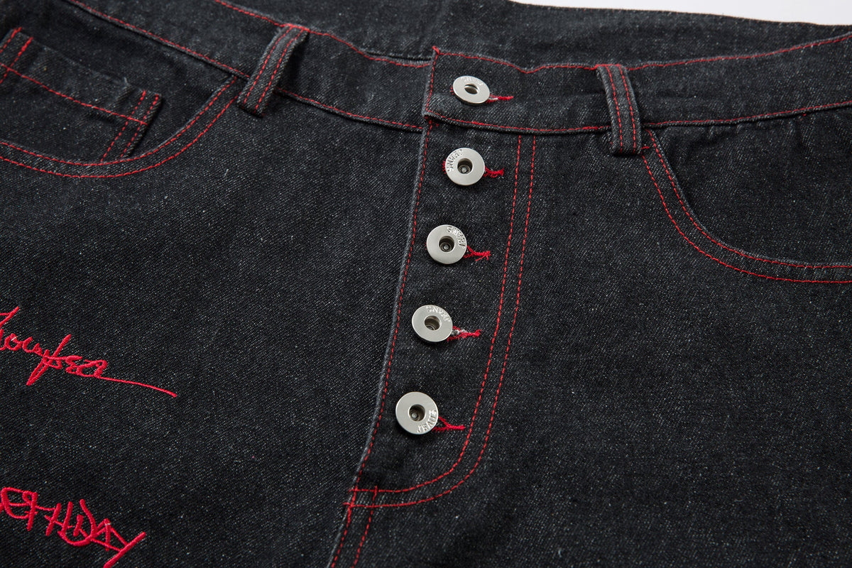 Iron Cross Embroidered | Baggy Jeans - OMYGOODS