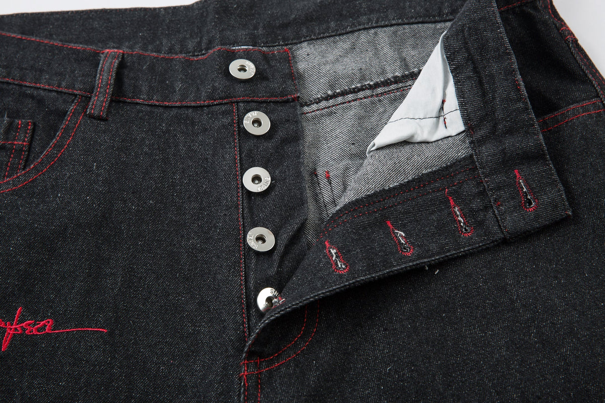 Iron Cross Embroidered | Baggy Jeans - OMYGOODS