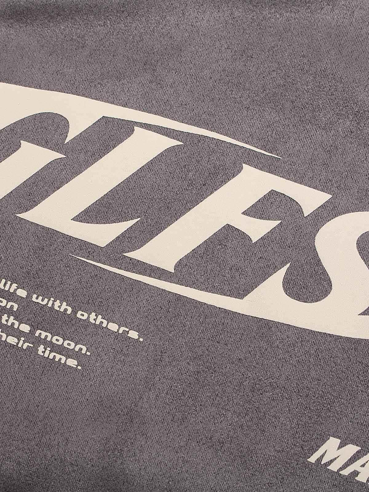 Omygoods Jersey Deconstructed Contrast Color Stitching Print T-Shirt