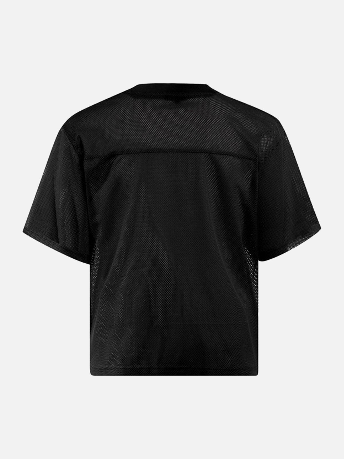 Omygoods Jersey Letter Print Quick Dry V-Neck T-Shirt