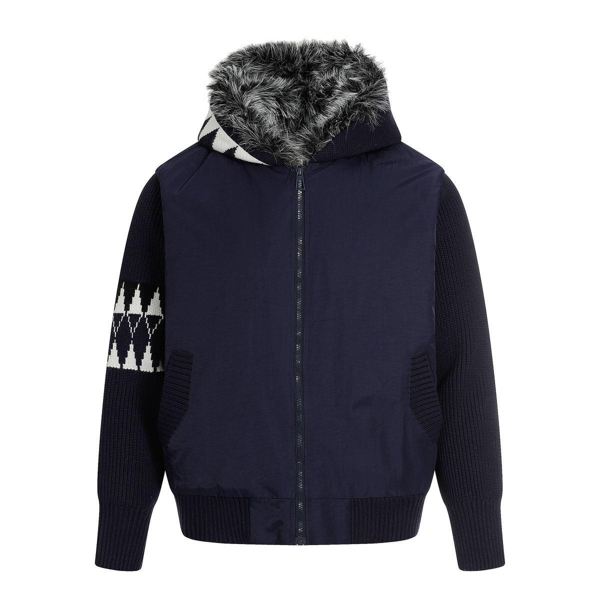 Knit Contrast | Fleece Hooded Jacket - OMYGOODS