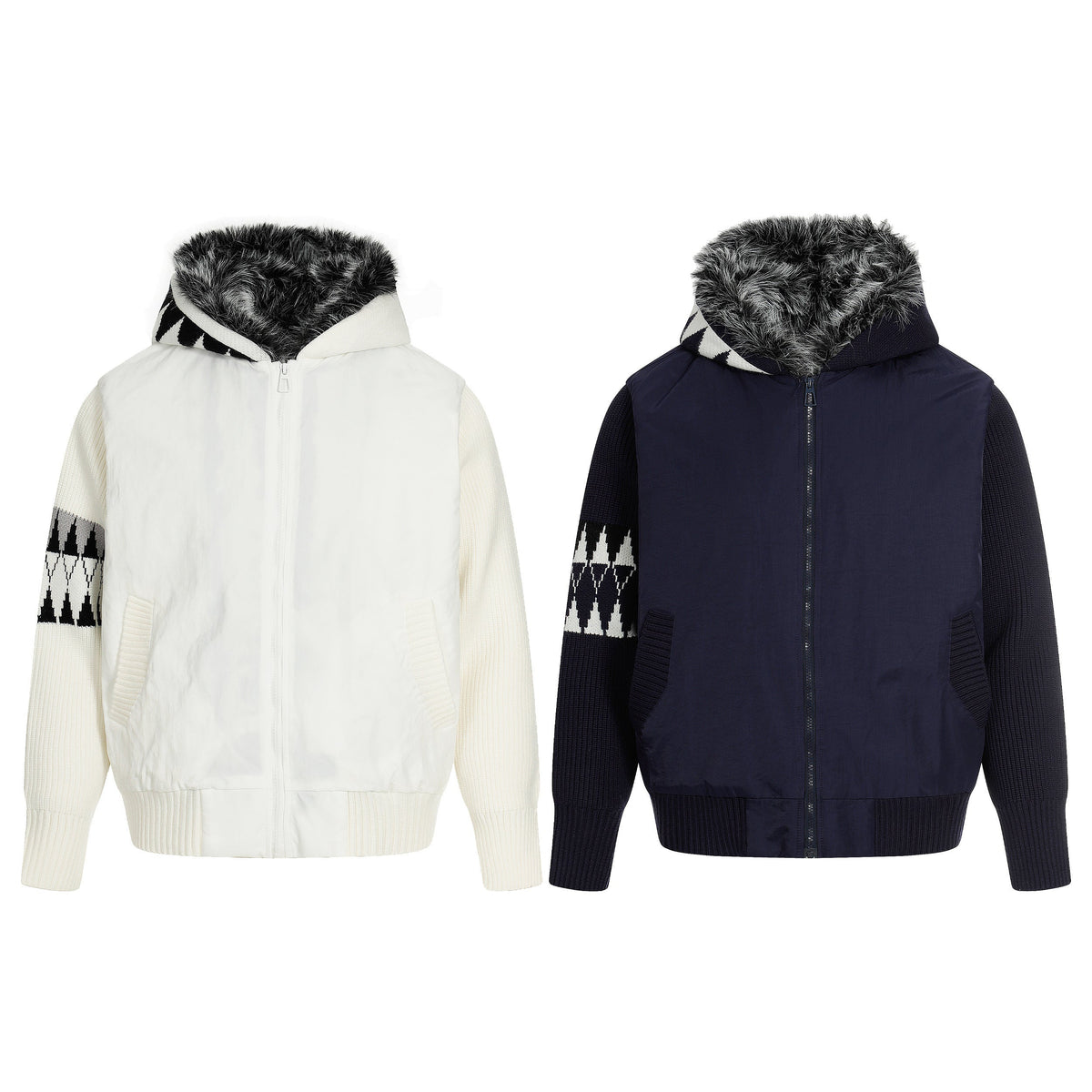Knit Contrast | Fleece Hooded Jacket - OMYGOODS