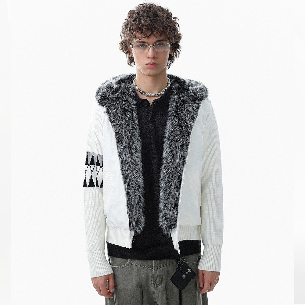 Knit Contrast | Fleece Hooded Jacket - OMYGOODS