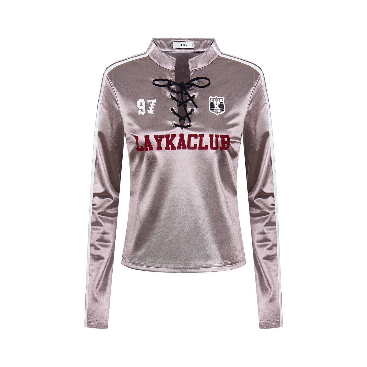 Lace-Up Club | Satin Sports Jersey Top - OMYGOODS