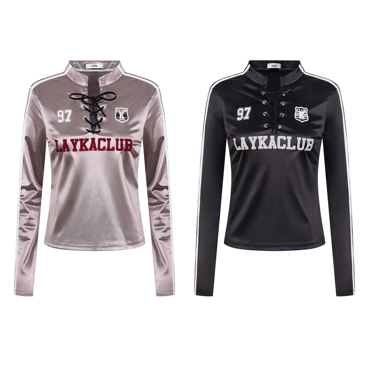 Lace-Up Club | Satin Sports Jersey Top - OMYGOODS
