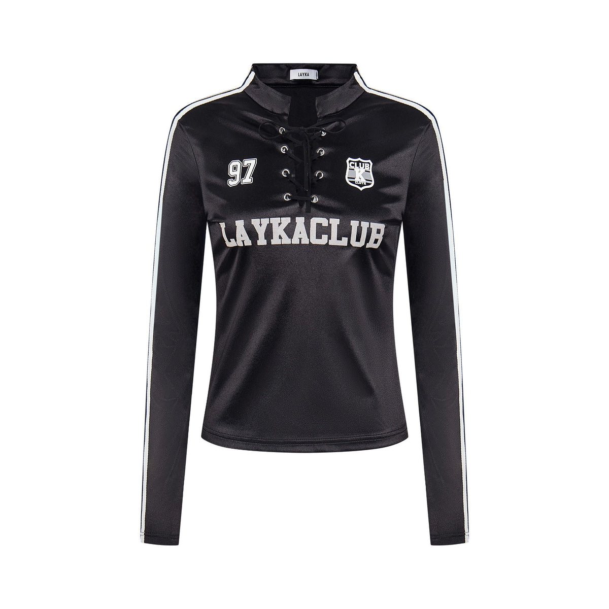 Lace-Up Club | Satin Sports Jersey Top - OMYGOODS