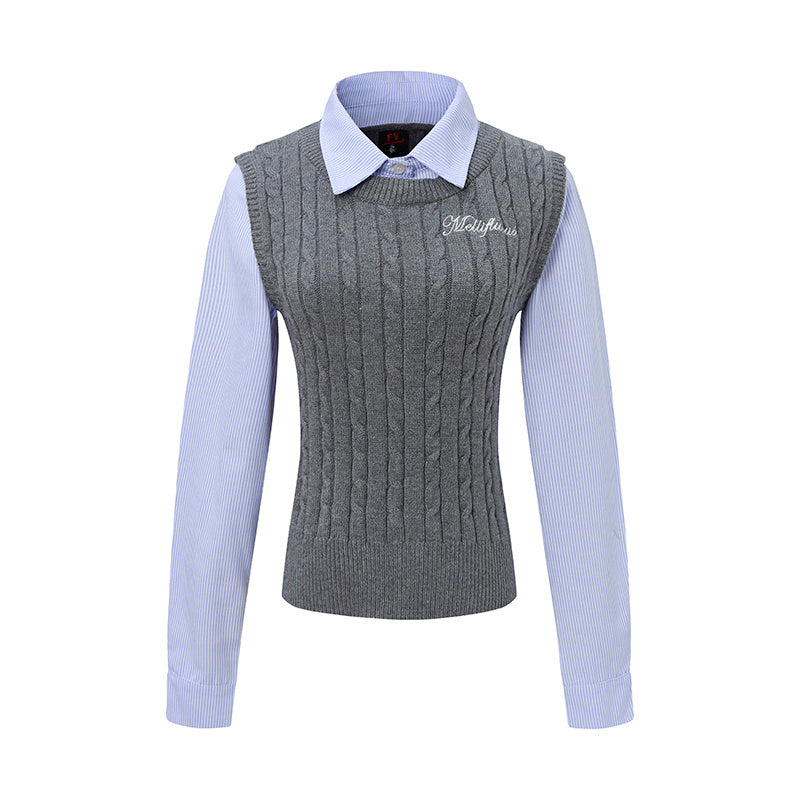 Layer Knit | Preppy Shirt Vest Combo - OMYGOODS