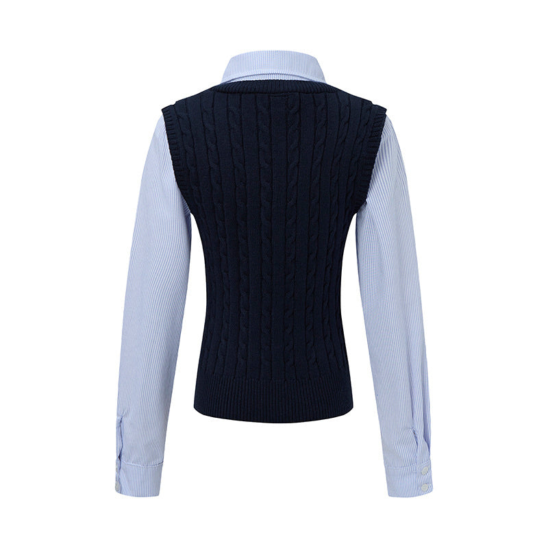 Layer Knit | Preppy Shirt Vest Combo - OMYGOODS