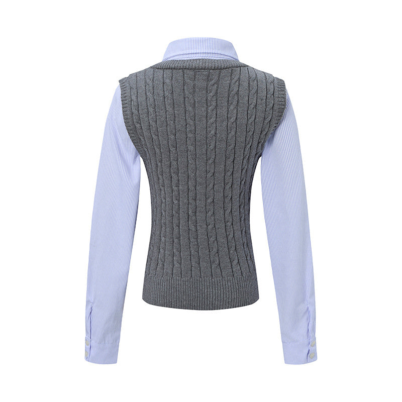 Layer Knit | Preppy Shirt Vest Combo - OMYGOODS