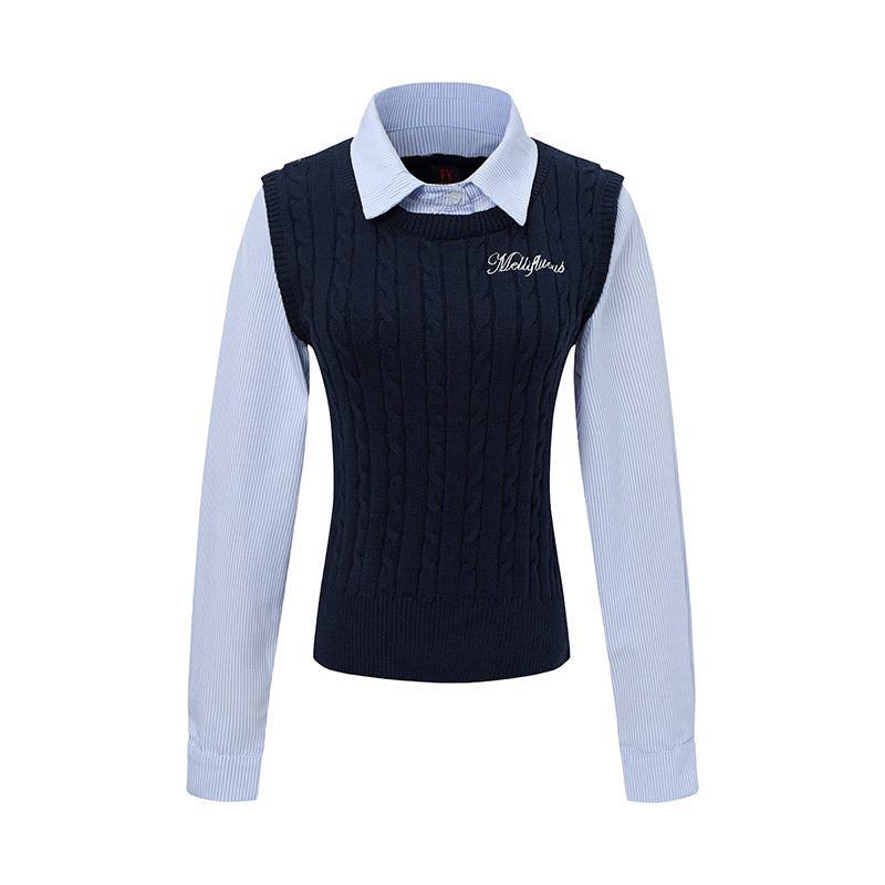 Layer Knit | Preppy Shirt Vest Combo - OMYGOODS