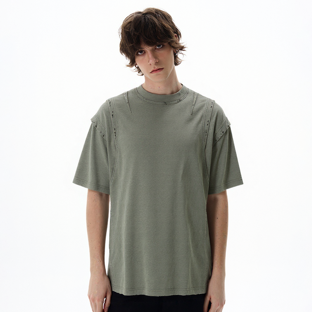 Layered Stitching | Washed T-Shirt - OMYGOODS