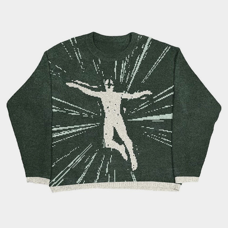 Leaping Boundaries | Abstract Art Knit Sweater - OMYGOODS