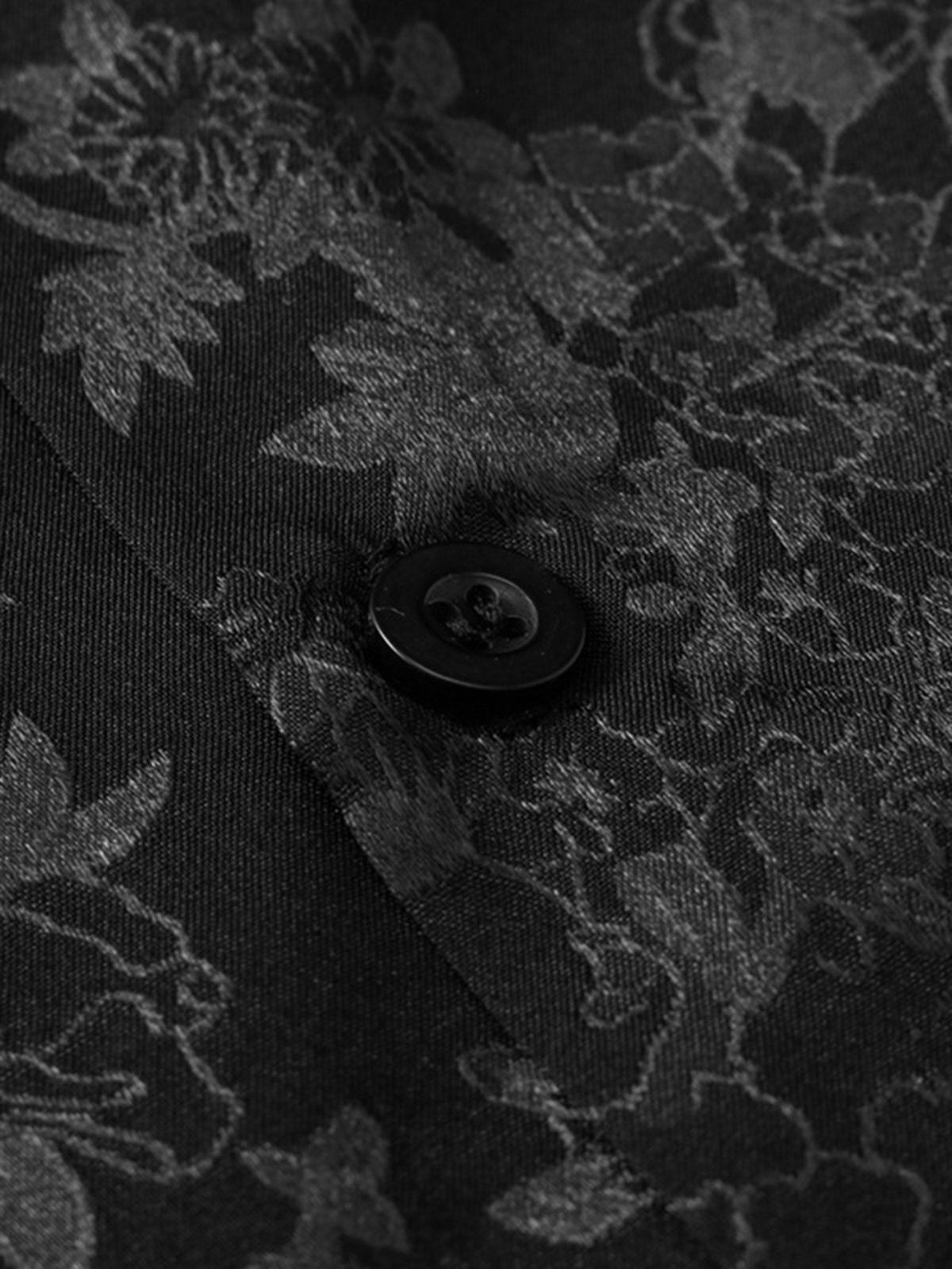 Omygoods Leaves Pattern Black Vintage Shirt