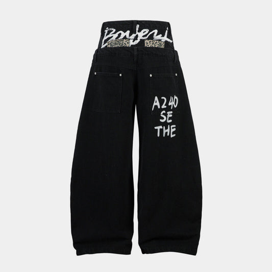 Leopard Graffiti | Patch Jeans Pants - OMYGOODS