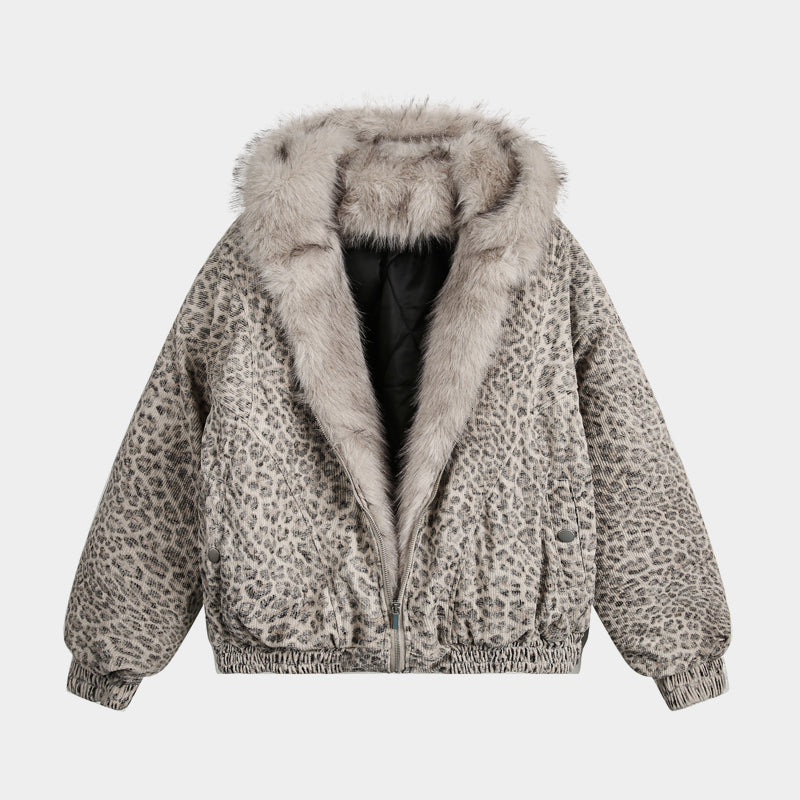 Leopard Patterned / Faux Fur Jacket - OMYGOODS
