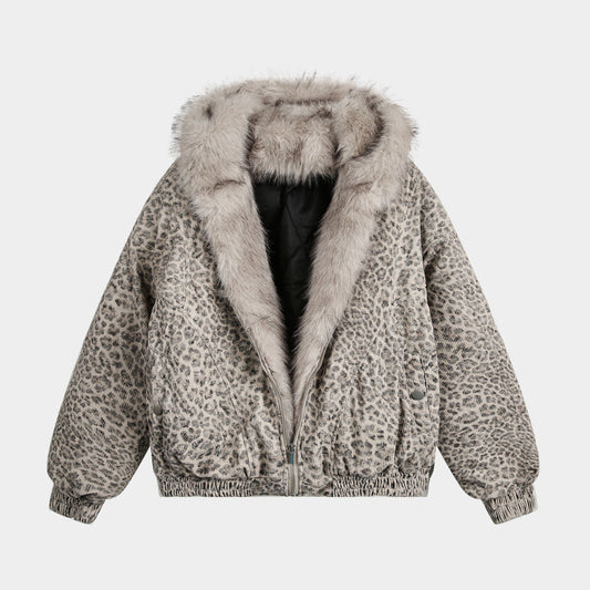 Leopard Patterned / Faux Fur Jacket - OMYGOODS
