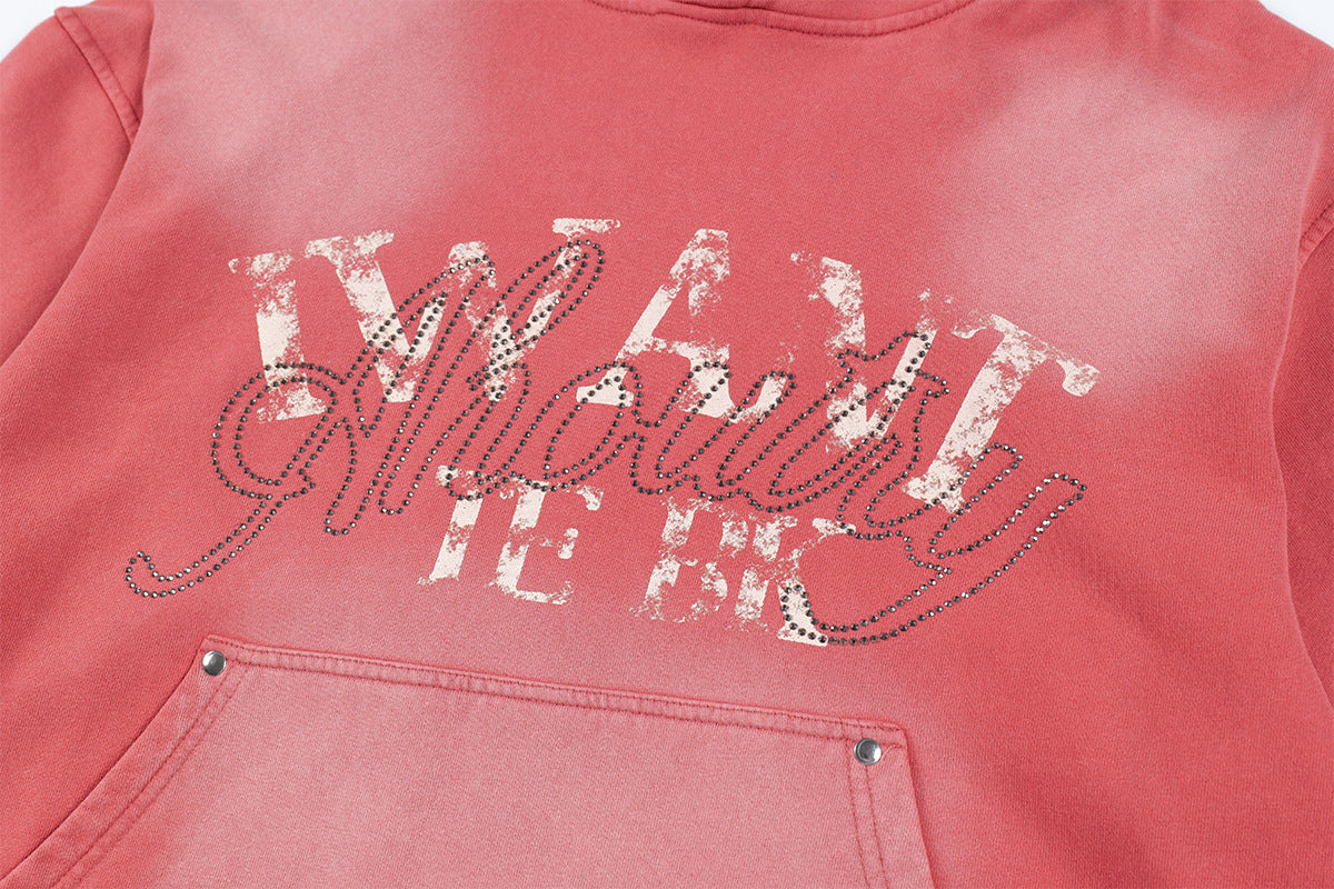 Letter Print | Oversized Washed Hoodie - OMYGOODS