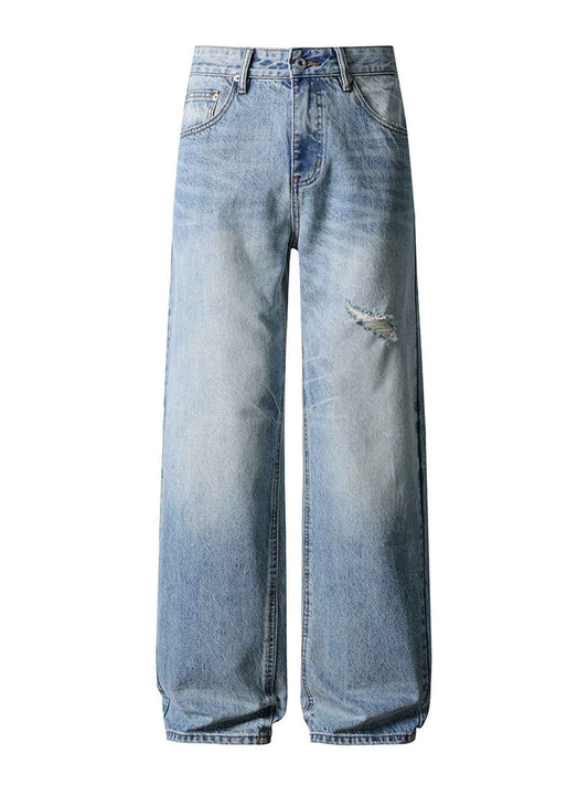 LIGHT WAS DISTRESSED RELAXED DENIM