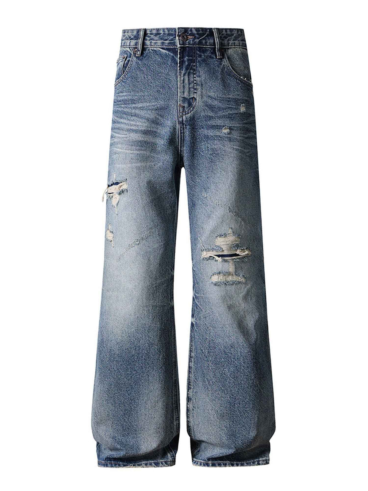 LIGHT WASH DISTRESSED BOOTCUT DENIM