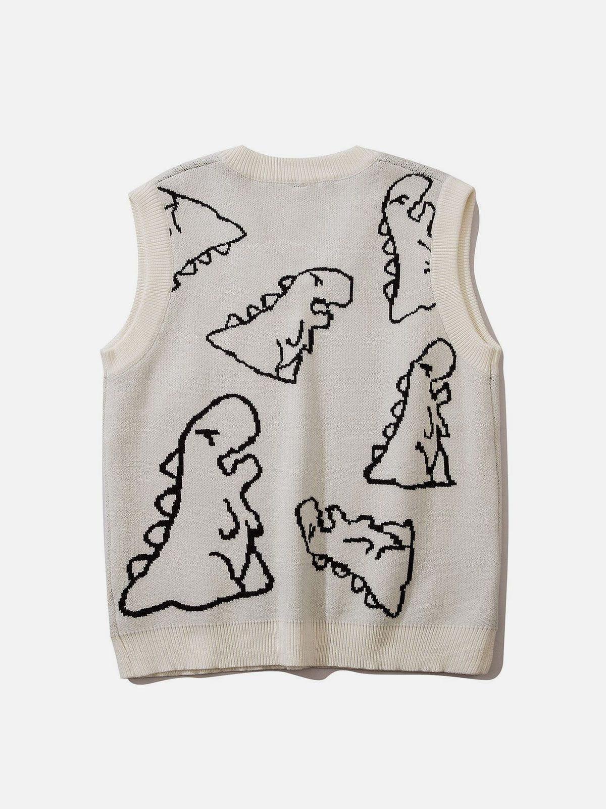 Omygoods Little Dinosaur Graphic Sweater Vest