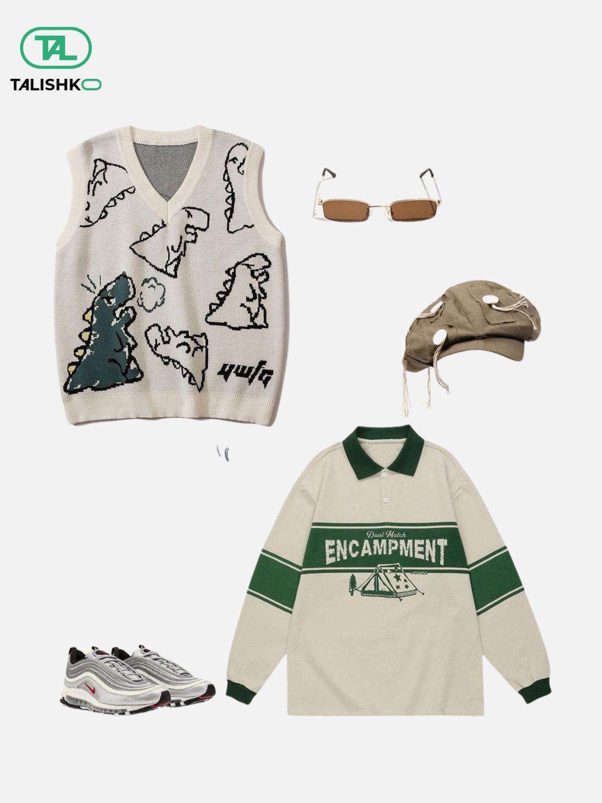 Omygoods Little Dinosaur Graphic Sweater Vest