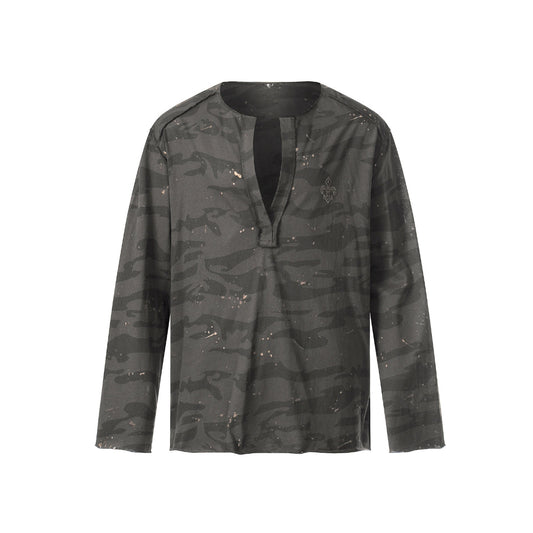Shadow Camo Raw Neck Long Sleeve T-shirt
