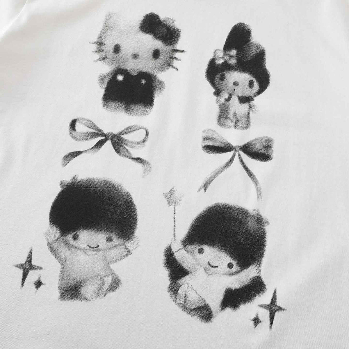 Loose Round Neck Short Sleeve Cartoon KT Cat Print T-Shirt for Women