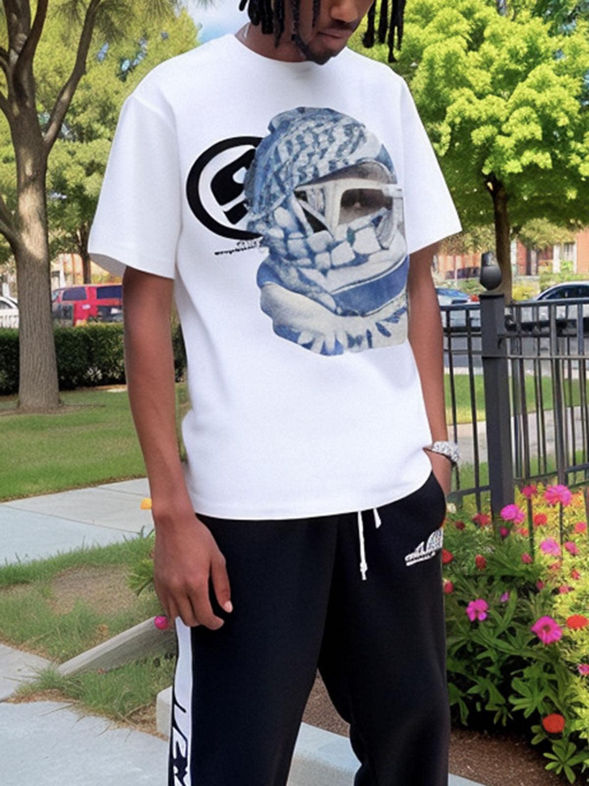 Omygoods Masked Portrait Graphic T-Shirt