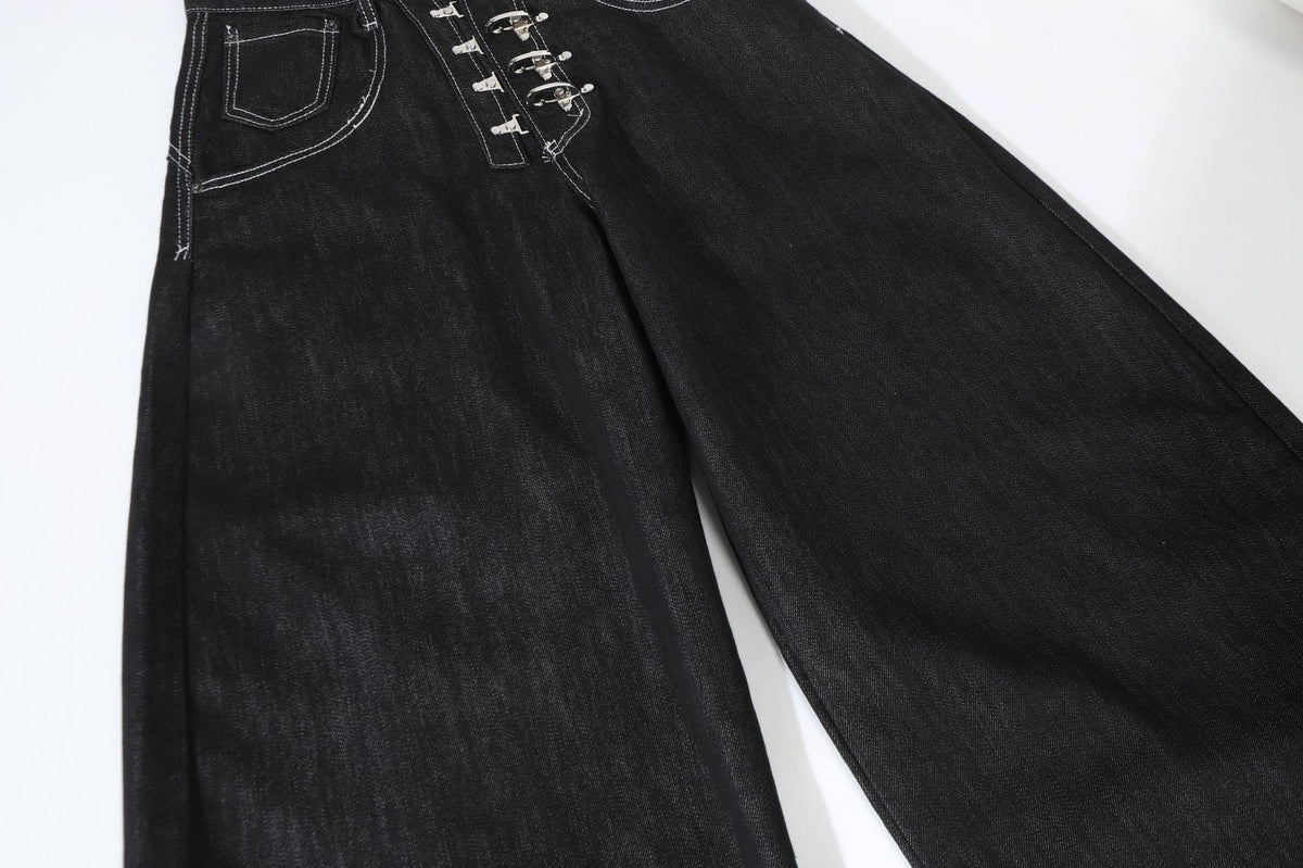 Metal Button Raw | Baggy Barrel Jeans - OMYGOODS