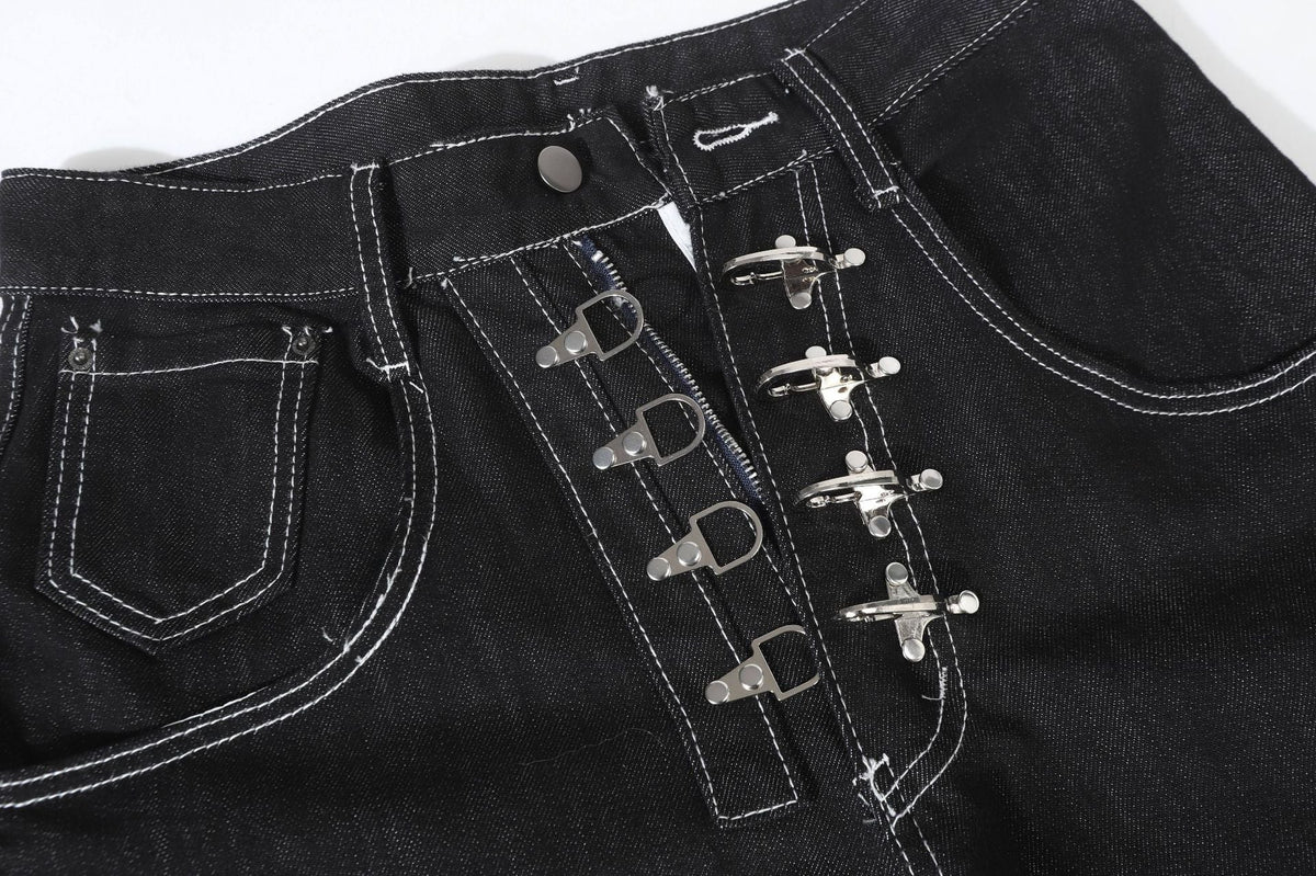 Metal Button Raw | Baggy Barrel Jeans - OMYGOODS