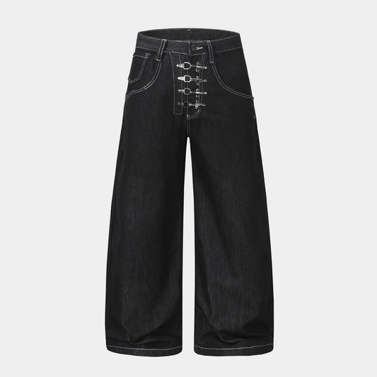 Metal Button Raw | Baggy Barrel Jeans - OMYGOODS