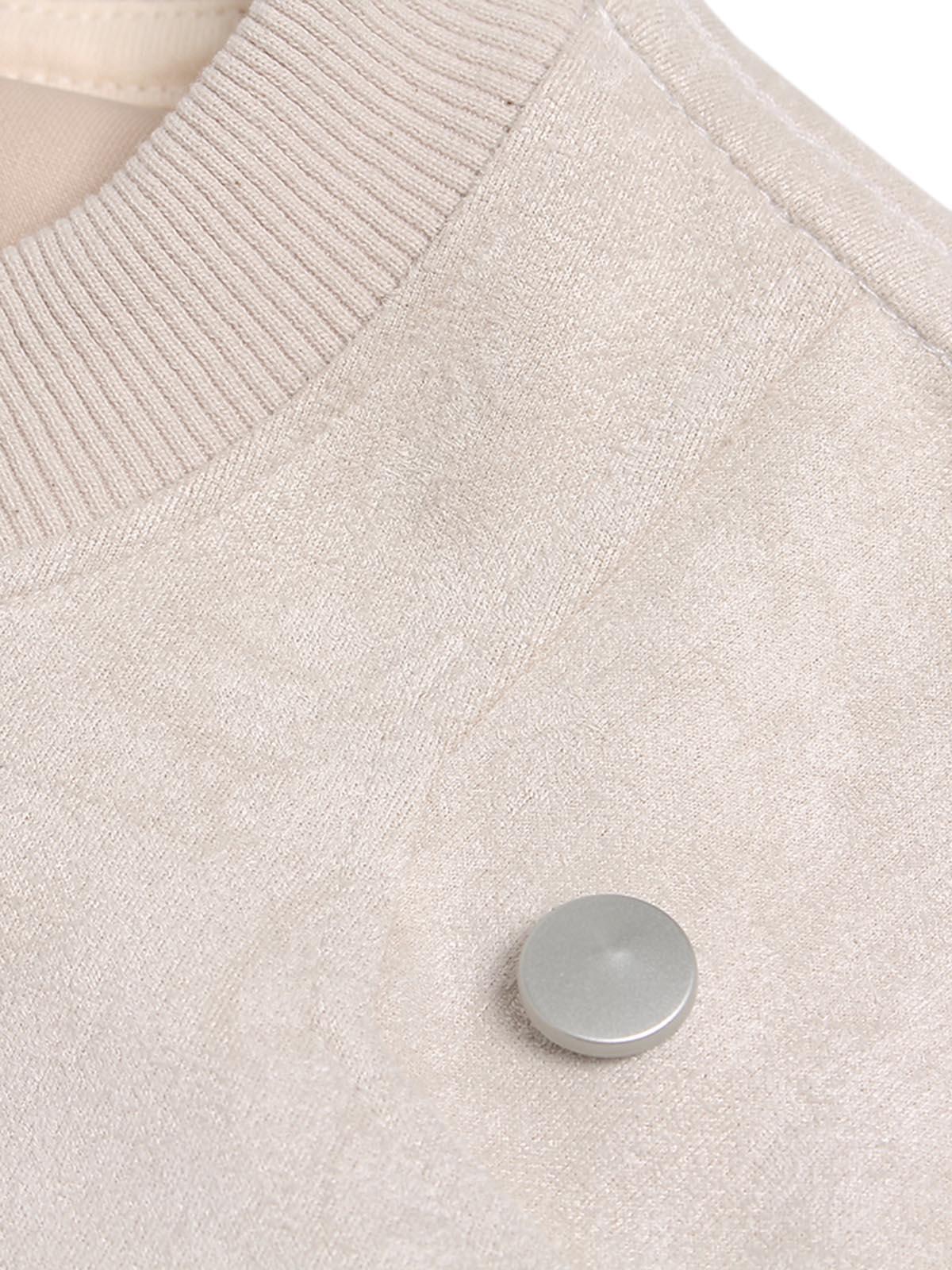 Omygoods Metallic Print Suede Crew Neck T-Shirt