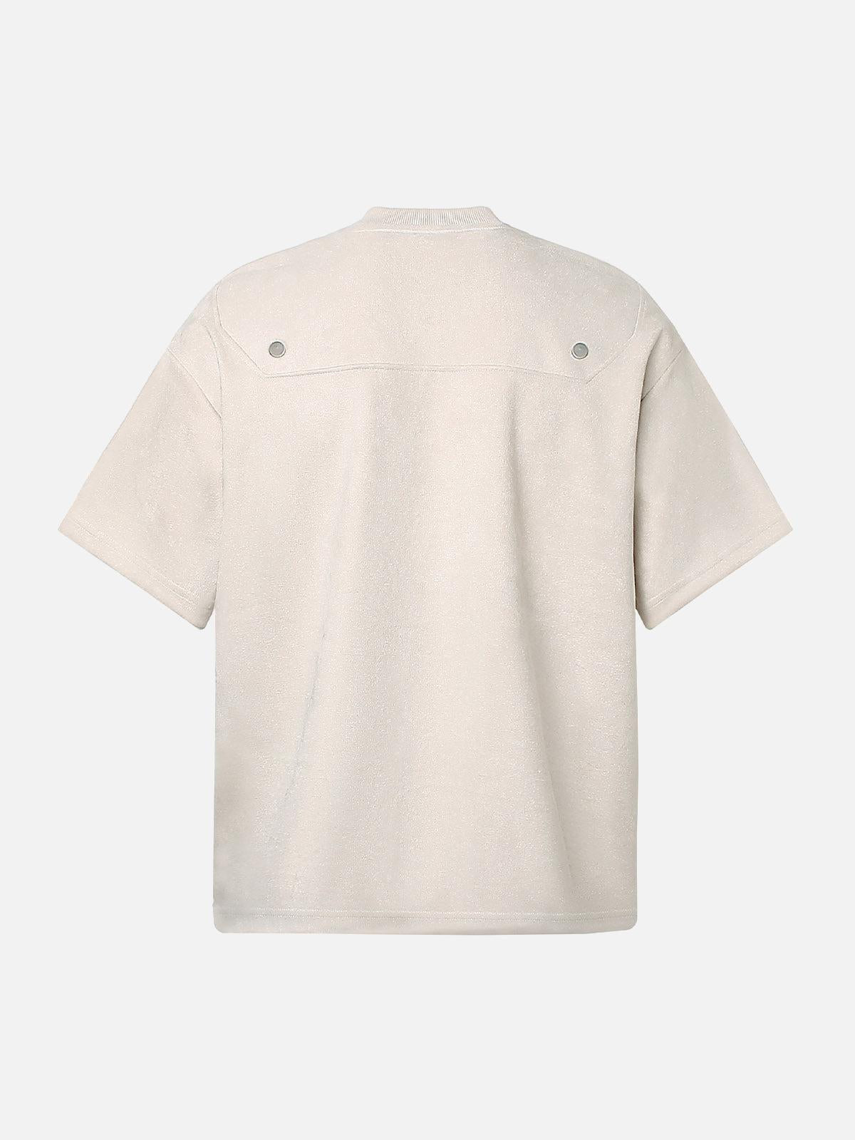 Omygoods Metallic Print Suede Crew Neck T-Shirt