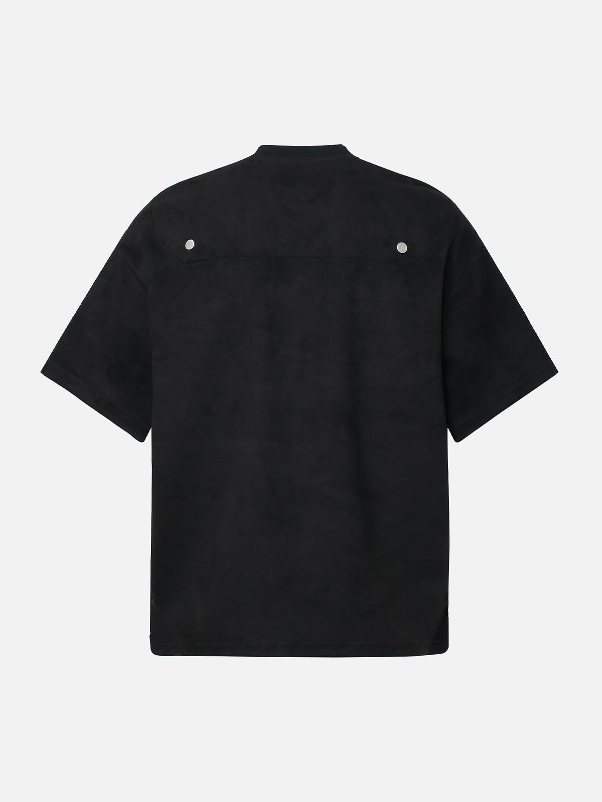 Omygoods Metallic Print Suede Crew Neck T-Shirt