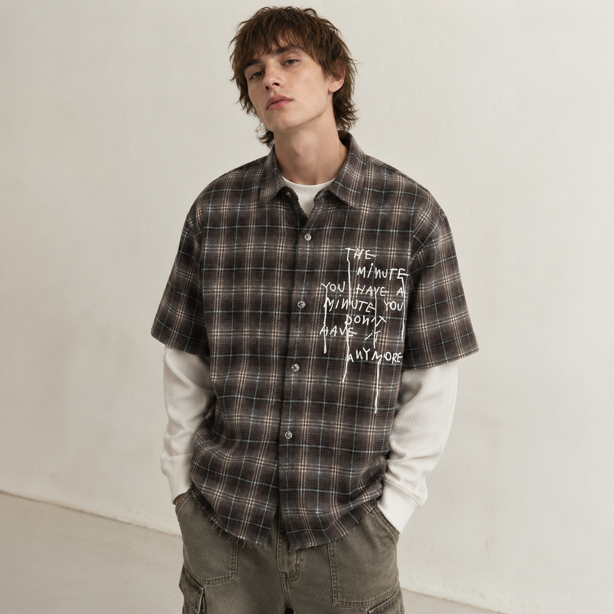 Vintage Plaid Contrast | Layered Sweatshirt