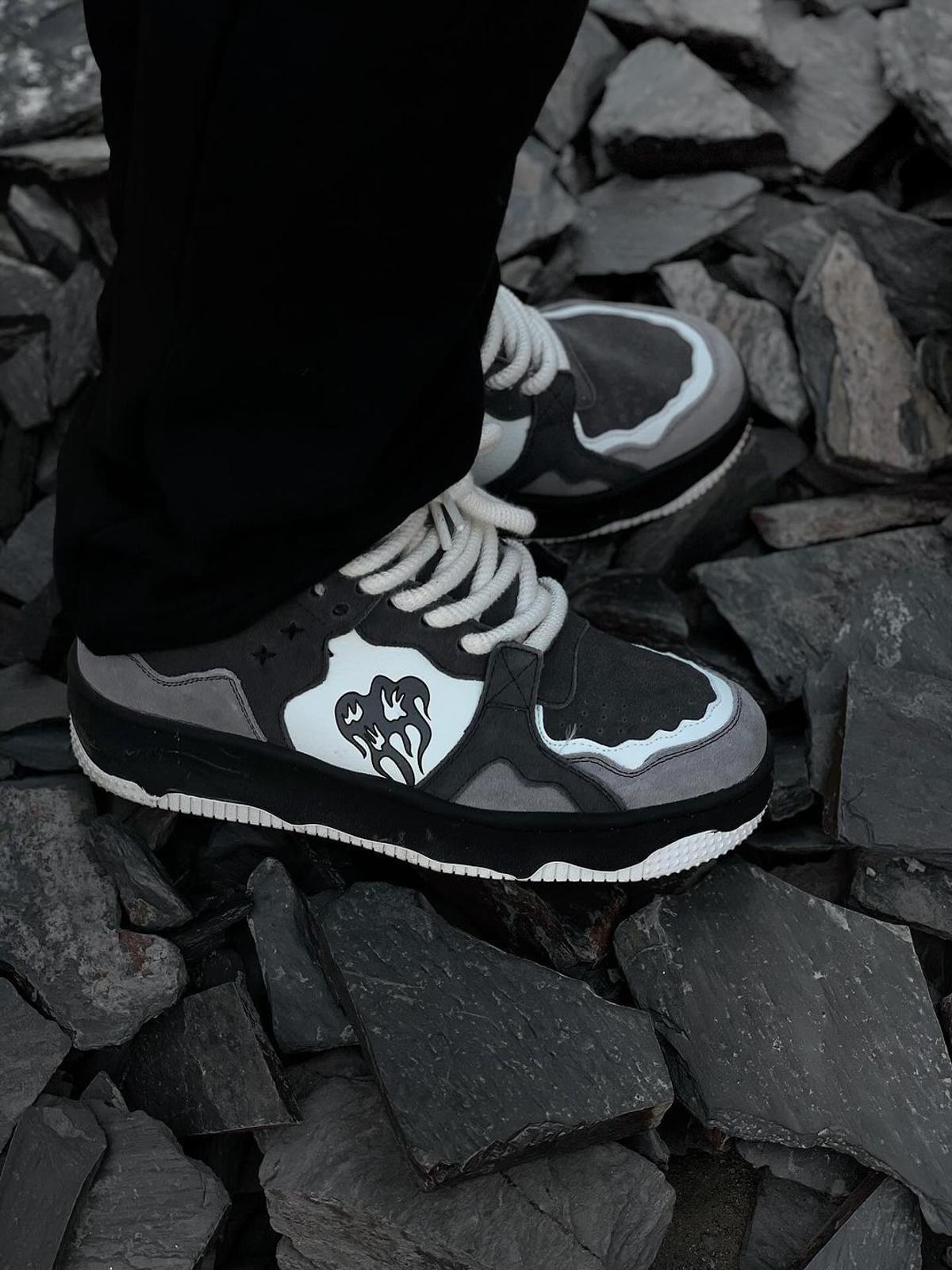 Omygoods Monochrome Shadowwave Heavy-Duty Street Sneakers