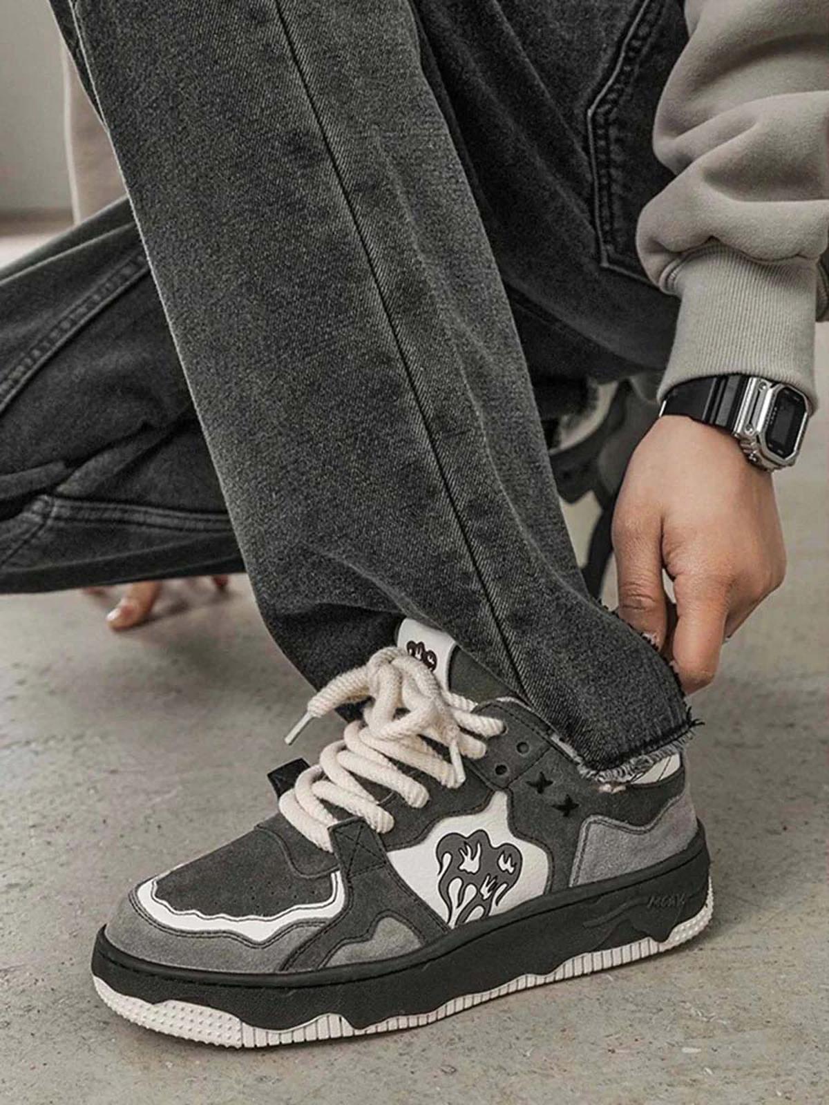 Omygoods Monochrome Shadowwave Heavy-Duty Street Sneakers