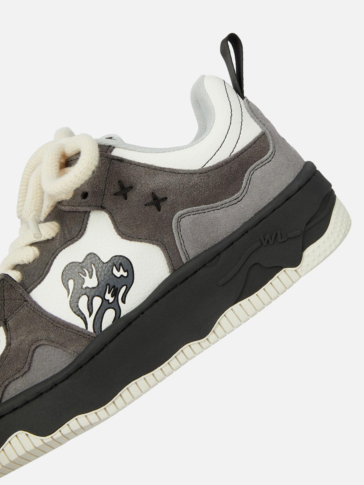 Omygoods Monochrome Shadowwave Heavy-Duty Street Sneakers