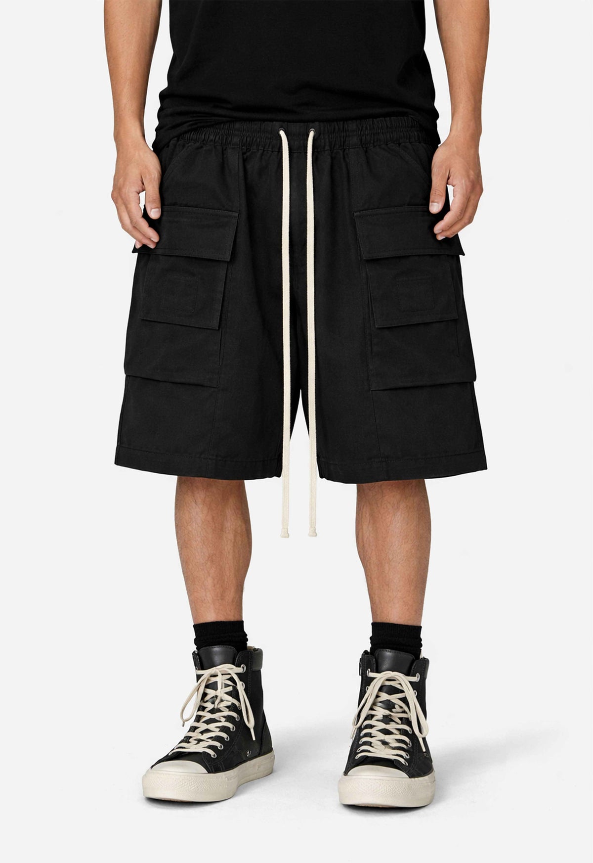 NOIR DROP-CROTCH CARGO SHORTS