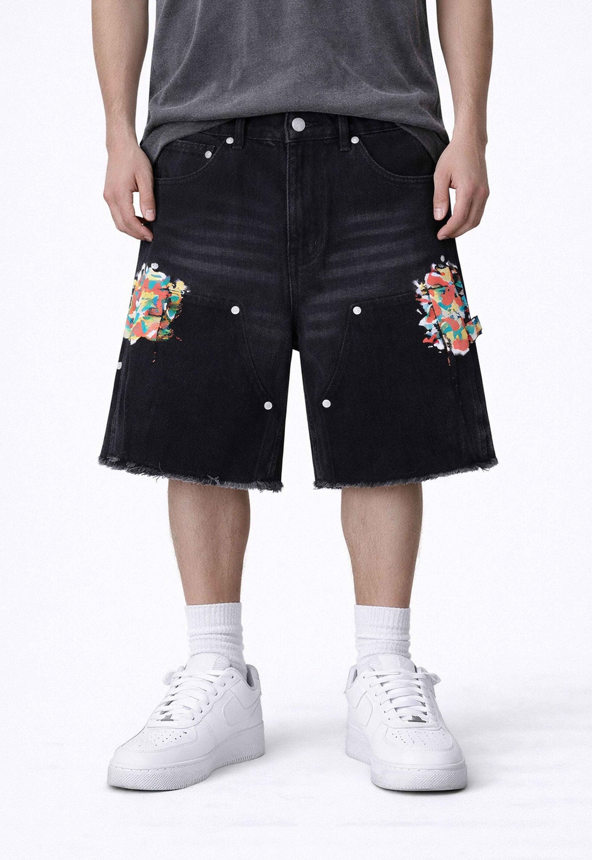 NOIR SPLIT PAINTERS SHORTS