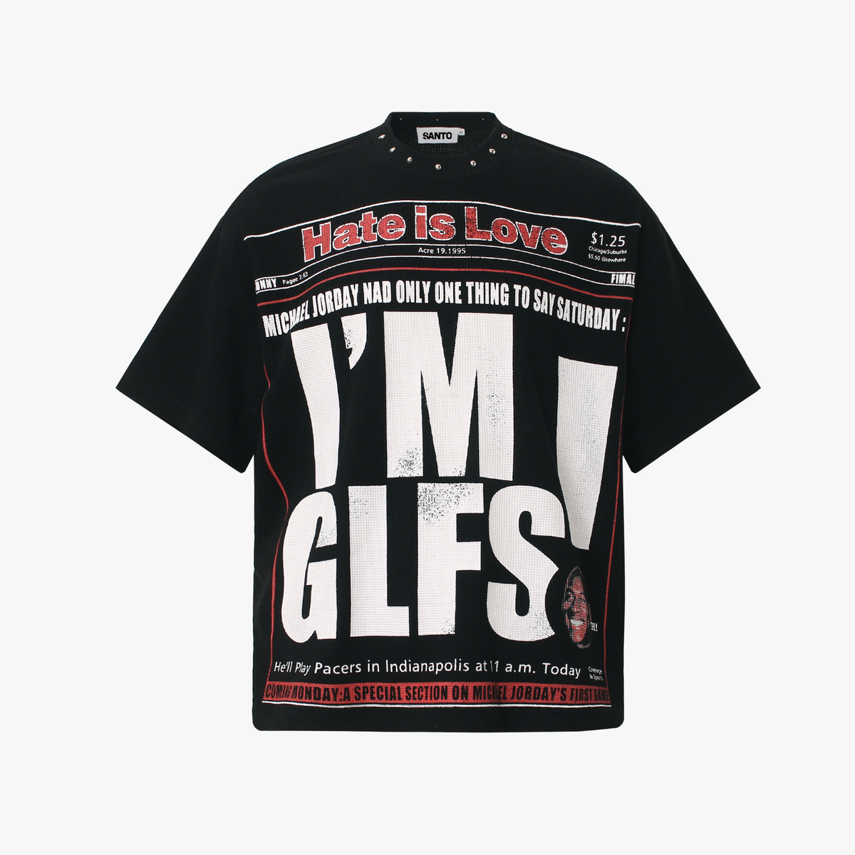 Oversized Newspaper Headline Waffle T-Shirt - OMYGOODS