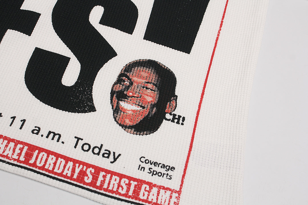 Oversized Newspaper Headline Waffle T-Shirt - OMYGOODS
