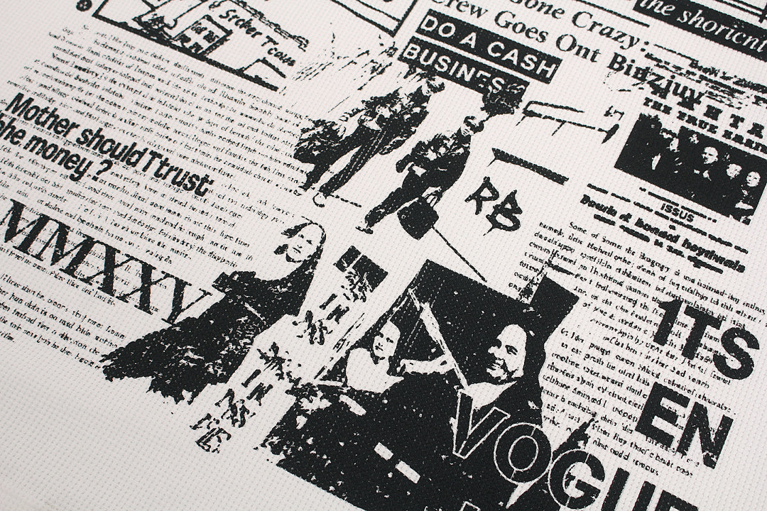 Oversized Newspaper Print Grommet Detail T-Shirt - OMYGOODS