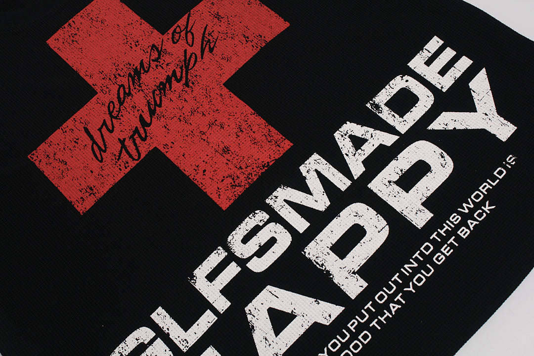 Oversized Red Cross Graphic Streetwear T-Shirt for Bold Style - OMYGOODS