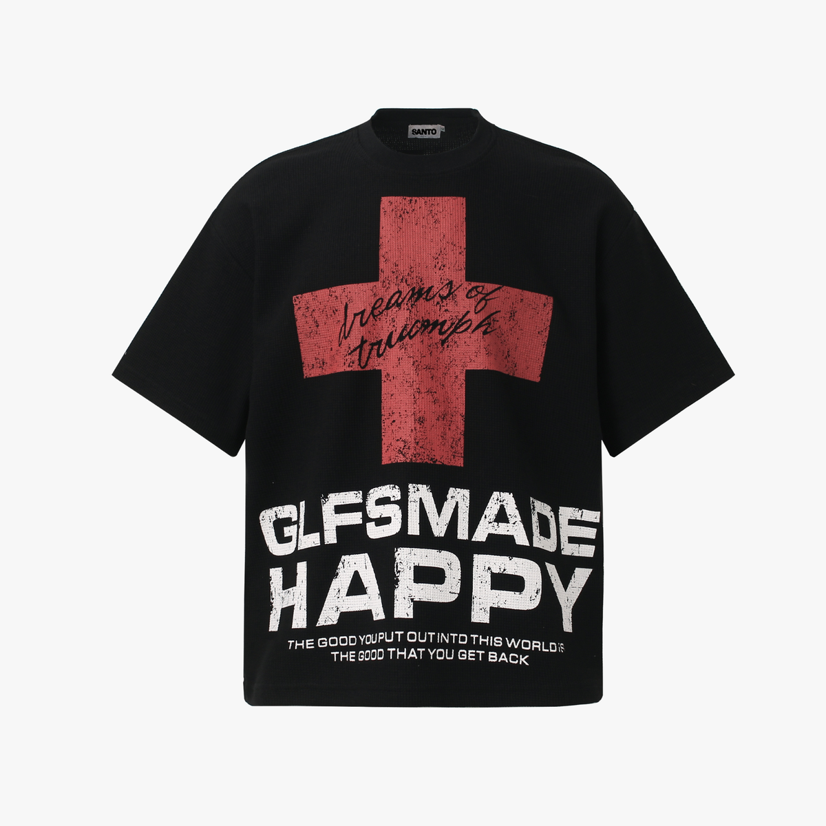 Oversized Red Cross Graphic Streetwear T-Shirt for Bold Style - OMYGOODS